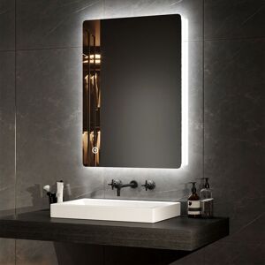 Bathroom led Mirror with Shaver Socket Backlit Illuminated Bathroom Mirror, Touch Switch, Demester, Fuse, 50x70CM - Emke