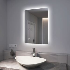 Bathroom led Mirror with Shaver Socket, Bathroom Mirrors with Extra Fuse, Dimmable & Demister, 500x700mm Horizontal / Vertical - Emke
