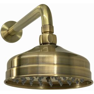 ENKI RA012, 150mm Traditional Wall Mounted Fixed Small Shower Head Antique Bronze, Solid Brass, 320mm Shower Arm, Round Rose, Mixer Rainfall Shower,