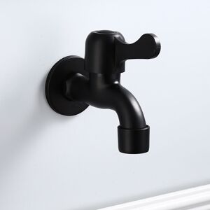 LANGRAY European Style Black Wall Mounted Faucet 304 Stainless Steel Quick Opening Outdoor Water Garden Faucet for Bathroom, Mop Pool