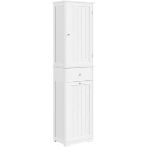 Freestanding Bathroom Cabinet with Laundry Basket Bathroom Cabinet Organizer, White - Yaheetech