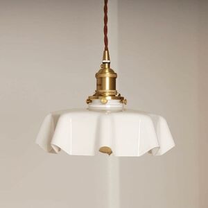 Denuotop - French Vintage Cream Glass Ceiling Light - Cream White, E27 6W, Diameter 220mm