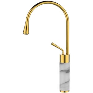 Invena - Gold/White Marble Kitchen Sink Tap Basin Mixer Standing