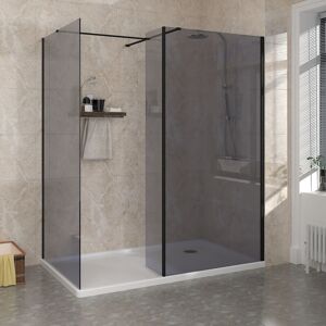 NRG Wet Room Walk in Shower Enclosure Easy Clean Grey Glass Screen with Return Panel 700mm & 1200mm