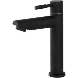 GROOFOO Basin Faucet Easy to Install Black Stainless Steel Bathroom Basin Faucet for Household