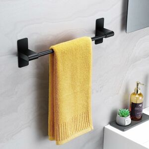 Groofoo - Towel Rack Bathroom Self-adhesive Towel Holder Bar Without Drilling Black Stainless Steel Wall Towel Rail, 39CM