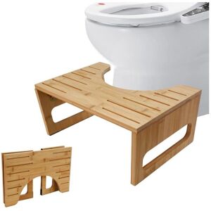 Groofoo - Wooden Toilet Stool, Folding Bamboo Toilet Stool, Toilet Step Stool for Adults Anti Constipation, Foldable Physiological Footrest and