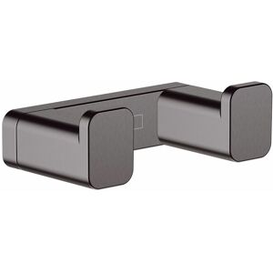 AddStoris Bathroom Double Robe Towel Hook Brushed Black Wall Mounted - Black - Hansgrohe