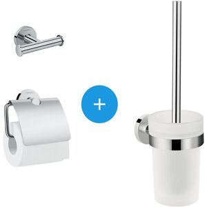 Hansgrohe - Logis Universal Pack Toilet brush + Bathroom hook + Toilet paper holder, Chrome (41722000-TRIOLOGIS)