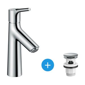 Talis s Single-Lever Basin Mixer + Complete Push-Open Basin Waste Set, Chrome (72021000-CLICCLAC) - Hansgrohe