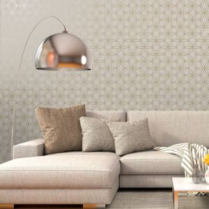 HOLDEN DECOR Geometric Beige Metallic Gold Circular Holden Diso Feature Wallpaper