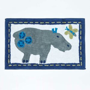 Cotton Tufted Washable Hippo Children Rug - Grey - Homescapes