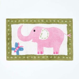 Cotton Tufted Washable Pink Elephant Children Rug - Pink - Homescapes