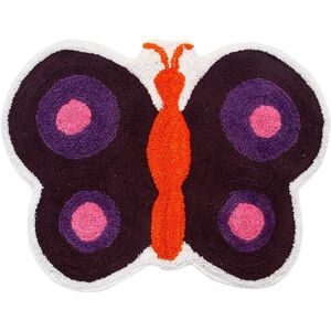 HOMESCAPES Cotton Tufted Washable Purple Butterfly Children Rug - Purple