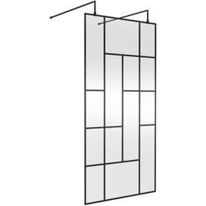 Abstract Frame Wetroom Screen with Support Bars 1000mm Wide - 8mm Glass - Hudson Reed