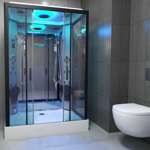 Premium Shower Cabin Enclosure Rectangle 1400x900mm Black Single Steam - Black - Insignia