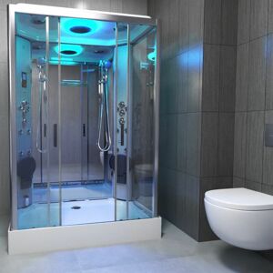 Premium Shower Cabin Enclosure Rectangle 1400x900mm Chrome Single Steam - Chrome - Insignia