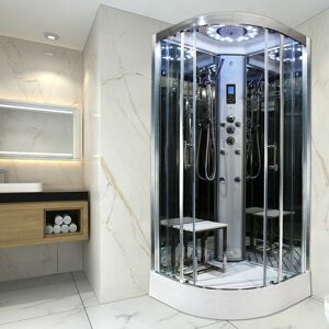 Insignia Quadrant Steam Enclosure Cubicle Shower Cabin 800x800 Platinum Range - Silver