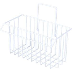 Rhafayre - Iron Storage Rack, Bathroom Wall Mounted Drain Storage Basket, No-Drilling Kitchen Drain Rack with Rag Storage Pole White