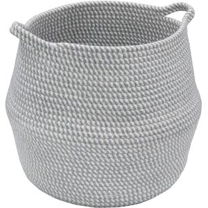 Edison Round Belly Cotton Rope Storage, Large, Grey - JVL