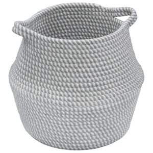 Edison Round Belly Cotton Rope Storage, Medium, Grey - JVL