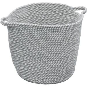 Edison Round Cotton Rope Storage Basket with Handles, Grey - JVL