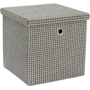 Silva Foldable Fabric Storage Box with Lid, Grey - JVL