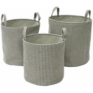 Silva Round Fabric Storage Baskets, Set of 3, Grey - JVL