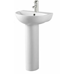 K-Vit Kameo 450mm Single Tap Hole Basin with Full Pedestal, White - Kartell