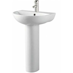 K-Vit Kameo 500mm Single Tap Hole Basin with Full Pedestal, White - Kartell