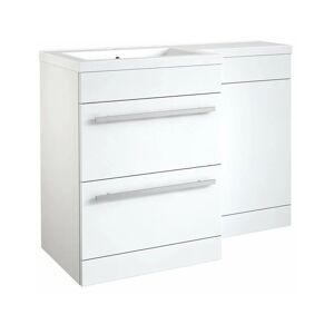 Matrix 2 Drawer L-Shaped 1100mm lh Furniture Pack with Cistern, White Gloss - Kartell