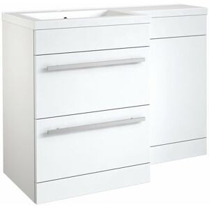 Matrix 2 Drawer L-Shaped 1100mm rh Furniture Pack with Cistern, White Gloss - Kartell