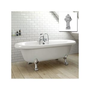 NES HOME Kartell Traditional White Freestanding Bath With Chrome Leg 1500 x 800mm