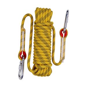 30m Outdoor Climbing Safety Rope Anti-Tear Mountaineering Rescue Rope, 12mm Diameter Rope for Hiking Yellow Denuotop