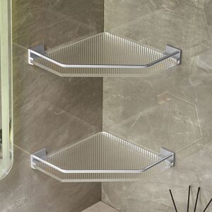 Livingandhome - Silver Acrylic Bathroom Corner Shelf Shower Organiser