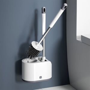 LIVINGANDHOME Toilet Silicone and Nylon Brush Wall Mount Combo Set