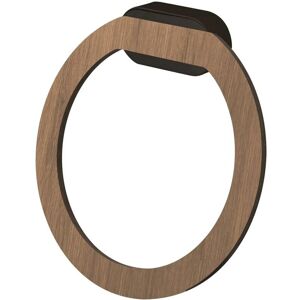 BISK Matte Black/Brown Oval Towel Holder Ring Wall Mounted