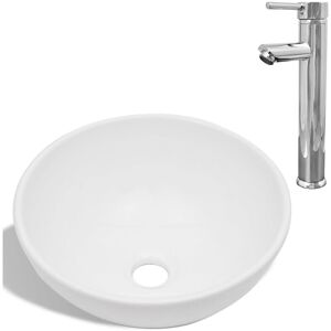 BERKFIELD HOME Mayfair Bathroom Basin with Mixer Tap Ceramic Round White