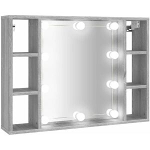 BERKFIELD HOME Mayfair Mirror Cabinet with led Grey Sonoma 76x15x55 cm