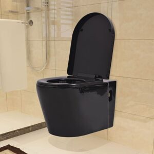 BERKFIELD HOME Mayfair Wall Hung Toilet with Concealed Cistern Ceramic Black