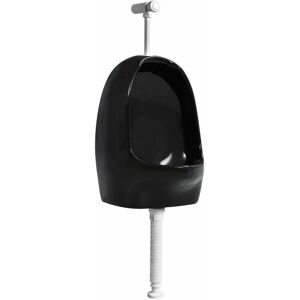 BERKFIELD HOME Mayfair Wall Hung Urinal with Flush Valve Ceramic Black