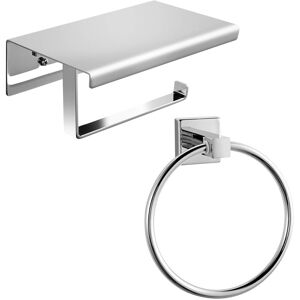 Meykoers - Toilet Paper Roll Wall-Mounted Paper Holder and Towel Ring Chrome, Stainless Steel Toilet Paper Holder and Towel Ring