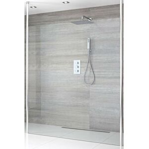 Milano Alto - 900mm Chrome Floating Glass Walk In Wet Room Shower Enclosure with Screen&44 Profile and Floor to Ceiling Poles - 800mm Tile Insert Shower