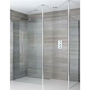 Alto - Chrome Corner Walk In Wet Room Shower Enclosure with 1200mm & 900mm Screens&44 Profile and Floor to Ceiling Poles - No Shower Drain - Milano