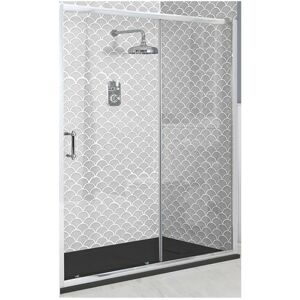 Langley - Traditional Chrome Reversible Sliding Door Shower Enclosure with Graphite Slate Effect Tray and Fast Flow Waste - 1200mm x 800mm - Milano