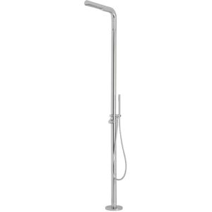 Milano Lugo - Modern Outdoor Shower with Rainfall Shower Head and Hand Shower Handset - Chrome