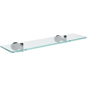 Milano - Nero - Modern Wall Mounted Bathroom Glass Shelf with Black Brackets - 500mm Length