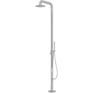 Sevilla - Modern Outdoor Shower with Rainfall Shower Head and Hand Shower Handset - Chrome - Milano