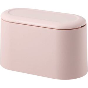 LANGRAY Mini Countertop Trash Can for Press, Cartridge Lid, Trash Can, Makeup Holder, Vanity, Bathroom, Kitchen, Office - Pink - Rose