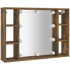 Mirror Cabinet with led Smoked Oak 76x15x55 cm Vidaxl Brown